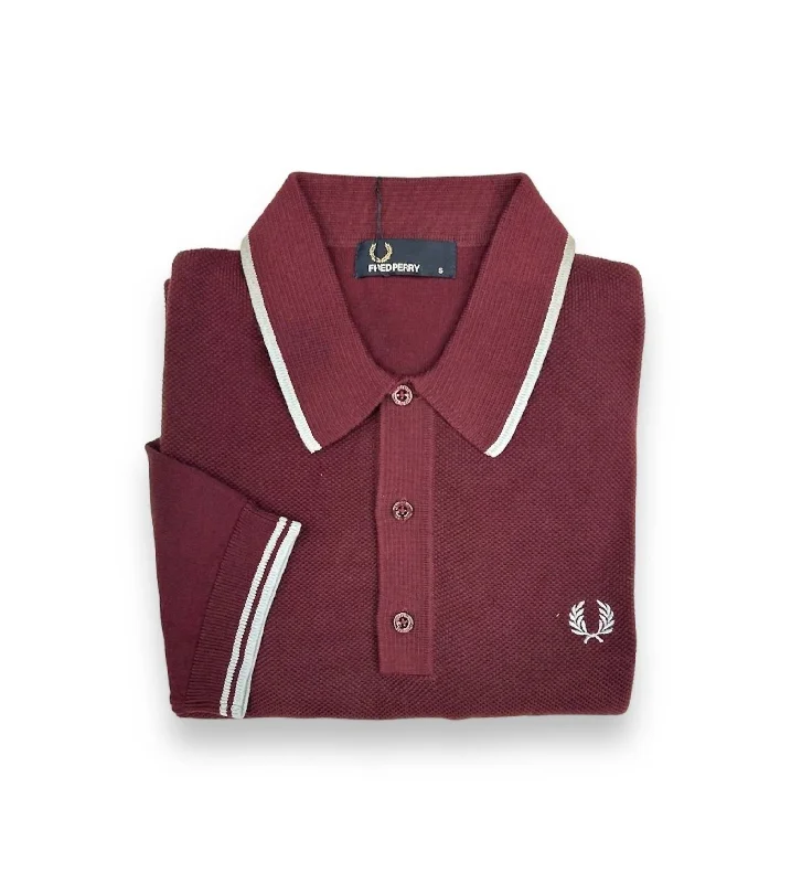 Men's short-sleeve deep classic-muted-old-violet top-Men's Twin Tipped Polo Shirt In Mahogany