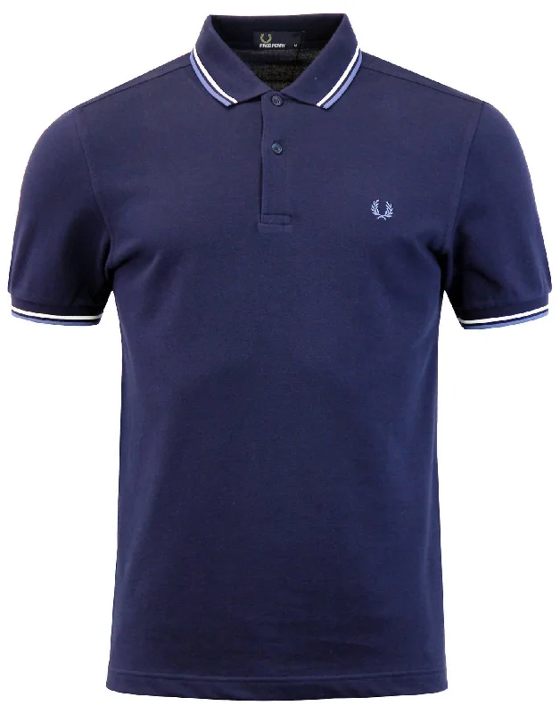 Men's short-sleeve bold rich-sporty-rich-cobalt tee-Men's Twin Tipped Polo Shirt In Navy/light Blue/white