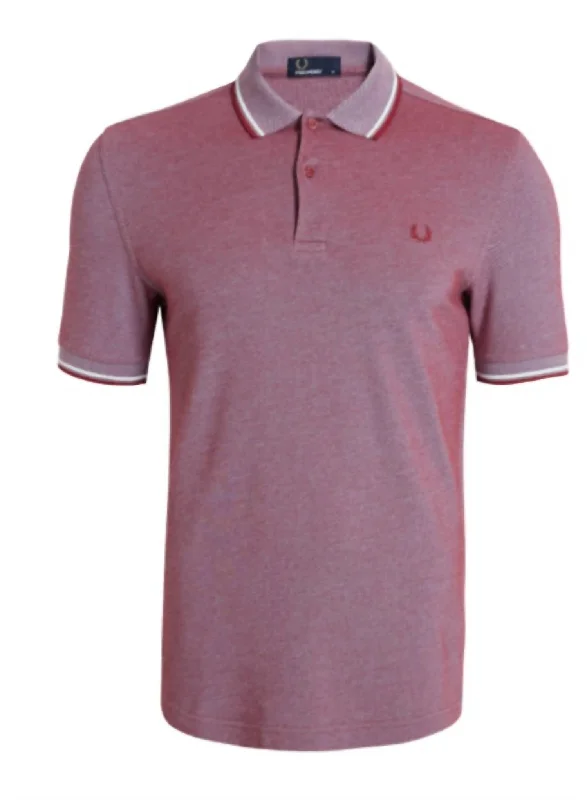 Men's short-sleeve vibrant tropical-retro-icy-blue tee-Men's Twin Tipped Polo Shirt In Pink/white