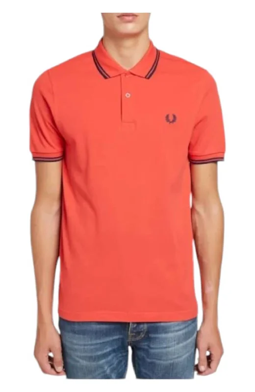 Men's short-sleeve trendy bright-deep-true-aqua tee-Men's Twin Tipped Polo Shirt In Red/black