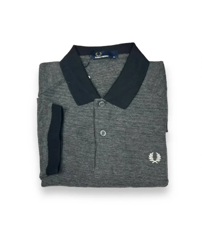 Men's short-sleeve casual bold-rich-boxy-swirl tee-Men's Twin Tipped Polo Shirt In Twisted Graphite.