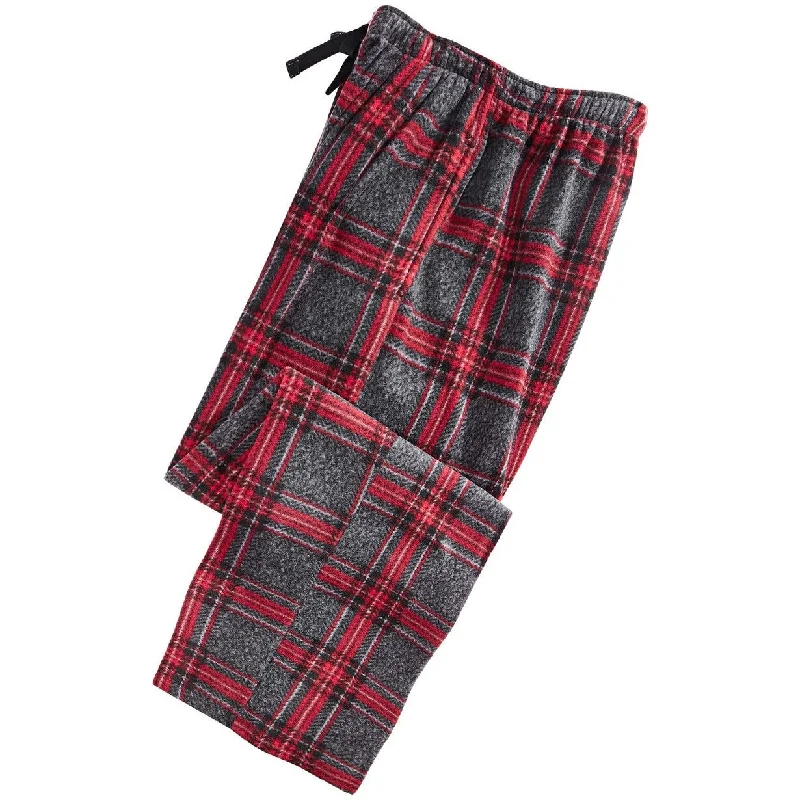 men's relaxed beach navy pants-Perry Ellis Men's Large-Plaid Fleece Pajama Pants Red Size Medium - M