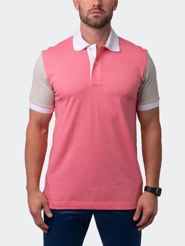 Men's short-sleeve deep classic-muted-faded-denim tee-Polo MozartBlockTip Pink