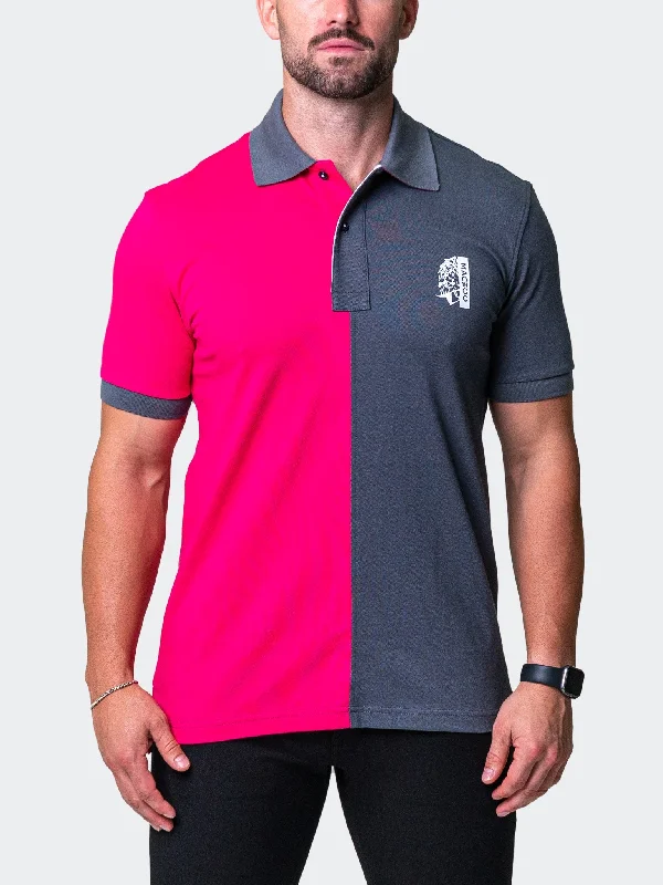 Men's short-sleeve urban warm-stylish-thick-stripe tee-Polo MozartSplitFushia Grey