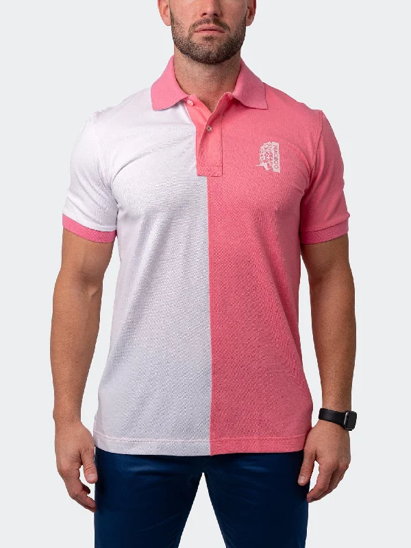 Men's short-sleeve sporty subtle-soft-lush-bamboo tee-Polo MozartSplitPink White