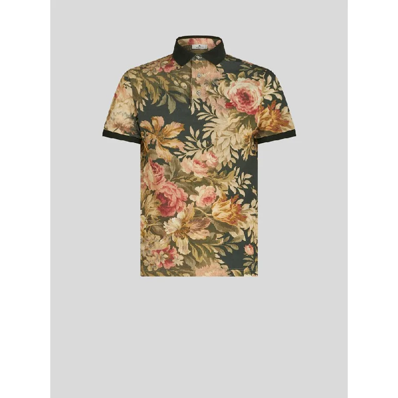 Men's short-sleeve crisp textured tee-POLO SHIRT WITH FLORAL PRINT