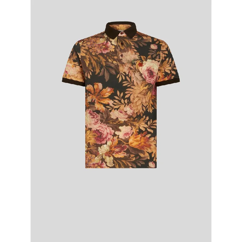 Men's short-sleeve plush scoop-neck tee-POLO SHIRT WITH FLORAL PRINT