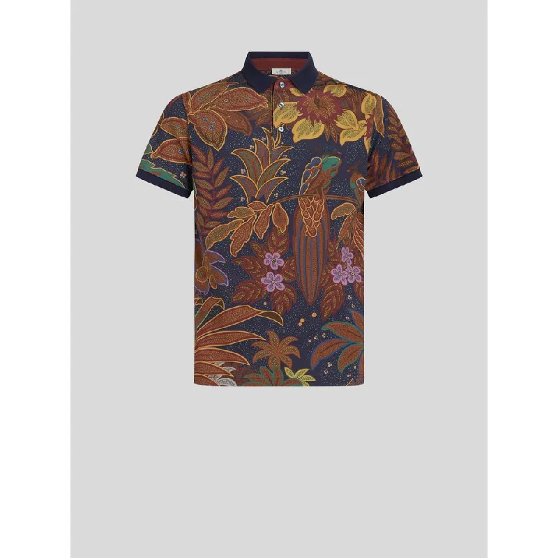 Men's short-sleeve sturdy budget tee-POLO SHIRT WITH PEACOCK PRINT