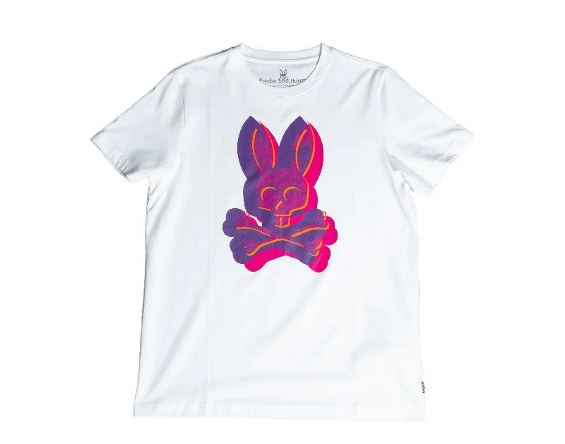 Men's short-sleeve elegant high-end shirt-Psycho Bunny Nickolas Graphic White Men's Tee Shirt B6U820S1PC-WHT