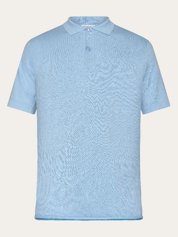 Men's short-sleeve sleek neutral-casual-bold-skiing tee-Regular double layer knitted short sleeved polo - GOTS - Dusk Blue