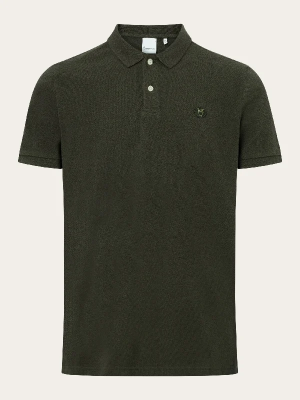 Men's short-sleeve deep classic-muted-fresh-getaway top-Basic badge polo - Green melange