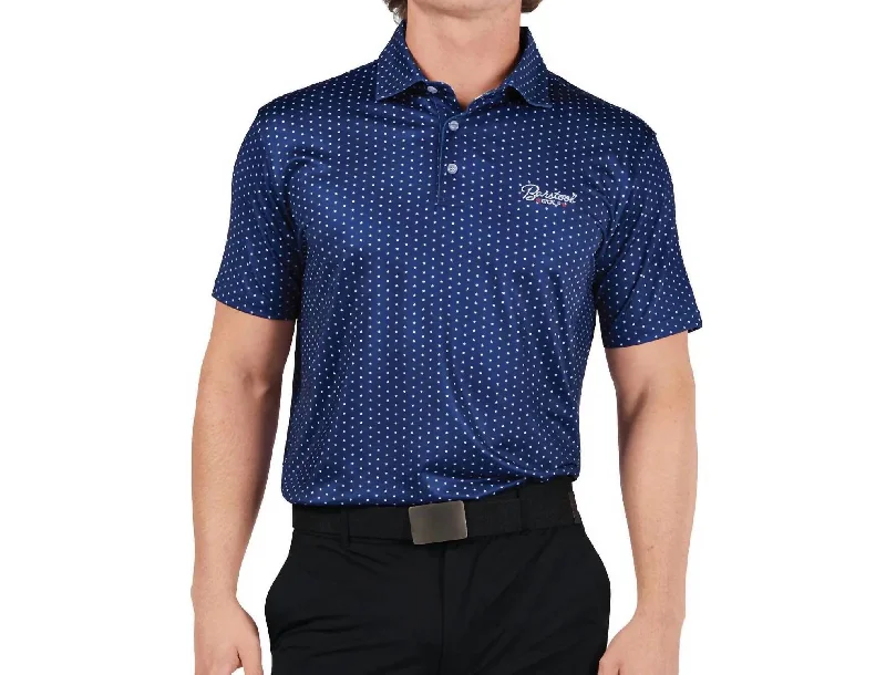 Men's short-sleeve warm stylish-sleek-neutral-EDM shirt-Star Print Polo In Navy