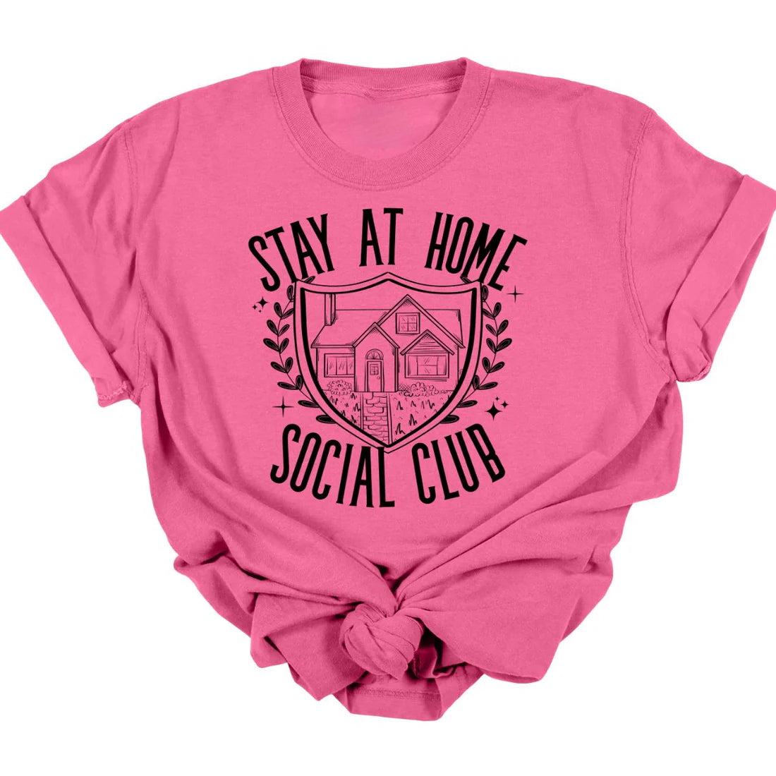 Men's short-sleeve modern vibrant-tropical-retro-plush-scoop-neck top-Stay At Home Social Club Tee  *MADE TO ORDER*