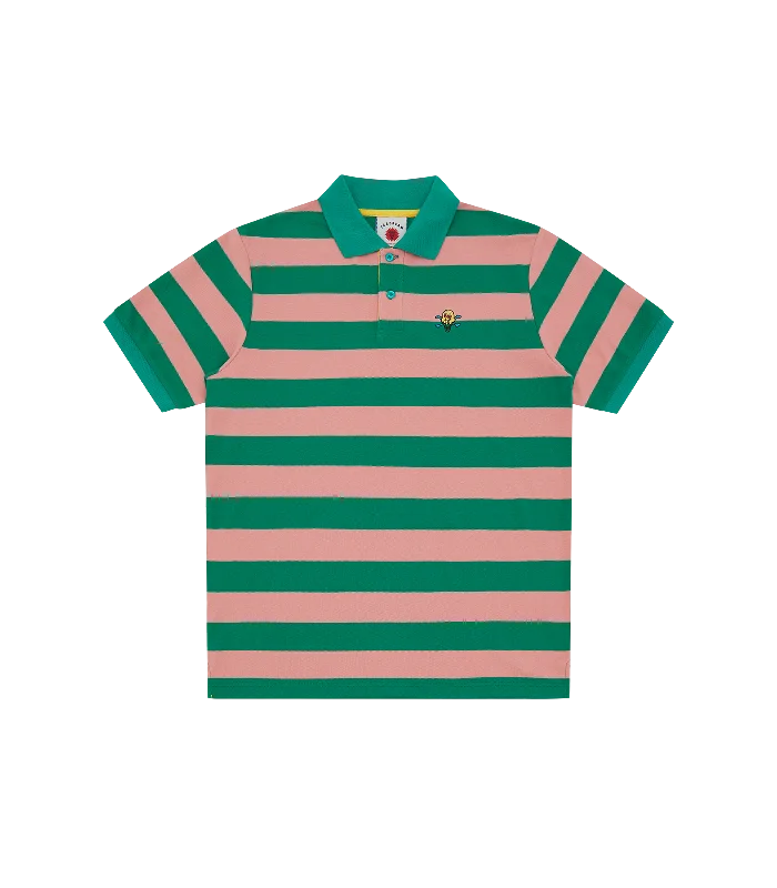 Men's short-sleeve bold aged-charcoal tee-STRIPED POLO - PINK STRIPE