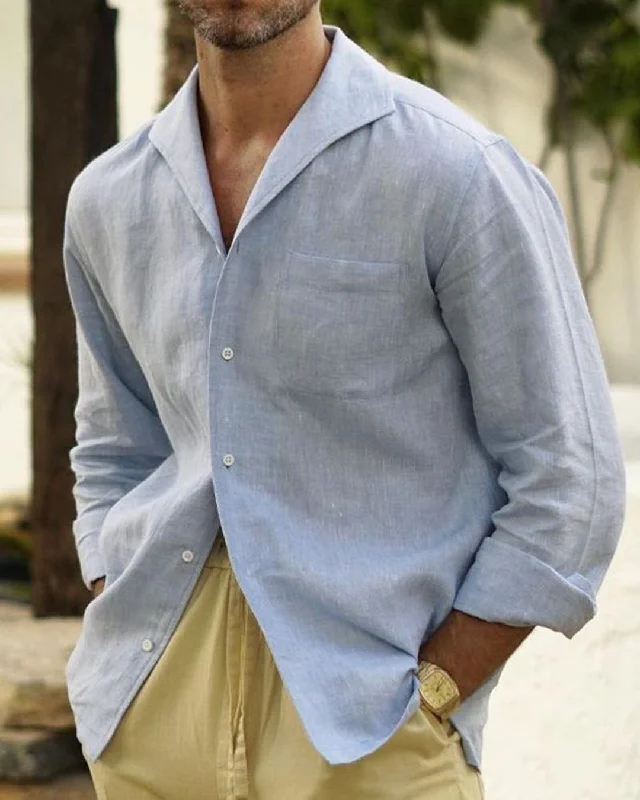 Summer Shirt in Powder Blue Linen