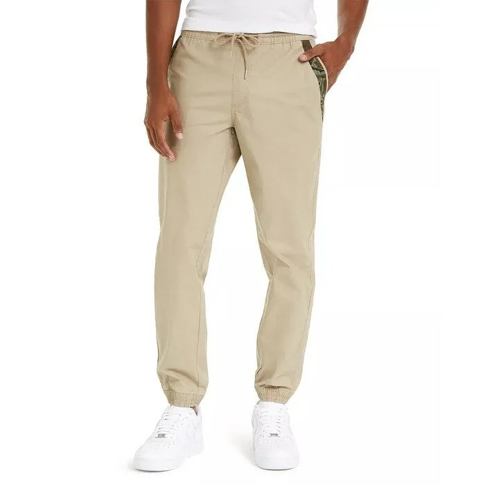 men's slim fit festival red pants-Sun + Stone Men's Bartley Ripstop Joggers Beige Size Large