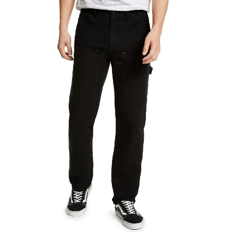 men's slim fit festival black pants-Sun + Stone Men's Rowland Relaxed Fit Carpenter Pants Black Size 36x32