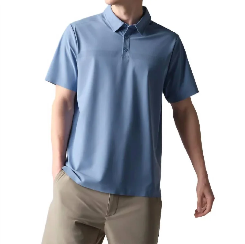 Men's short-sleeve subtle soft-trendy-bright-slim-cyan top-Tech Polo Shirt In Horizon Blue