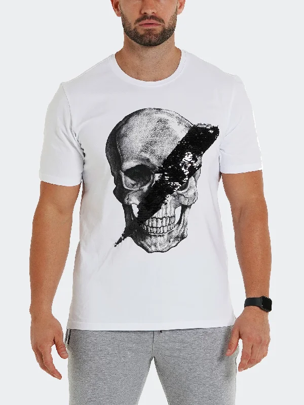 Men's short-sleeve urban warm-stylish-sleek-airy-ultra-light shirt-Tee SkullDisco White