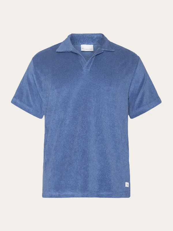 Men's short-sleeve classic muted-fresh-modern-smooth-chest-pocket shirt-Terry polo - Moonlight Blue