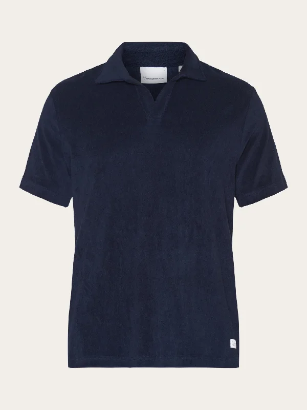 Men's short-sleeve neutral casual-bold-rich-sporty-vented shirt-Terry polo - Night Sky