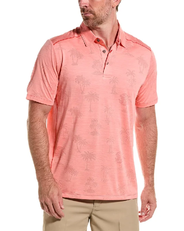 Men's short-sleeve soft trendy-bright-deep-true-aqua top-Tommy Bahama Palm Coast Palmera Polo Shirt