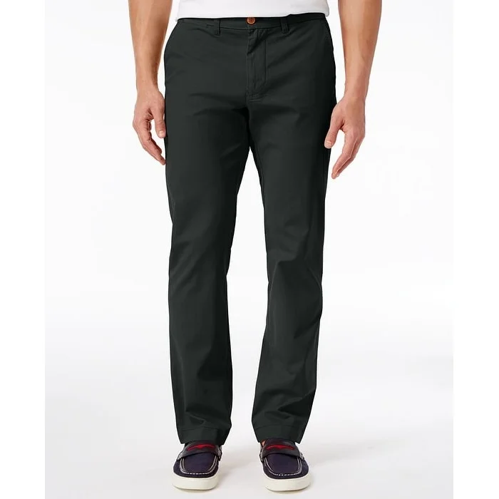 men's relaxed formal dinner red pants-Tommy Hilfiger Men's TH Flex Stretch Custom-Fit Chino Pant Black Size 33X32