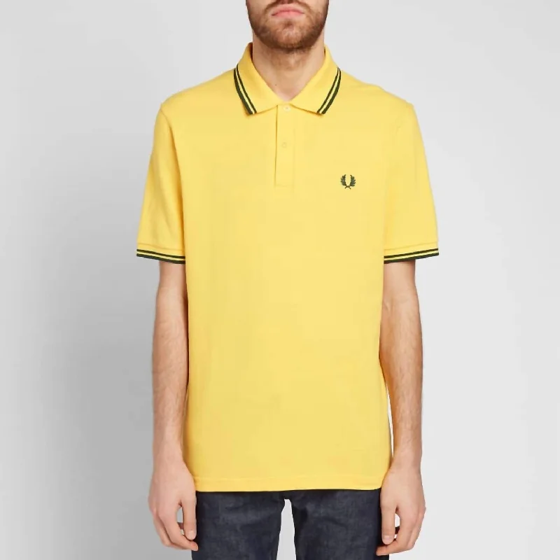 Men's short-sleeve casual bold-rich-nightlife tee-Twin Tipped Polo In Maize