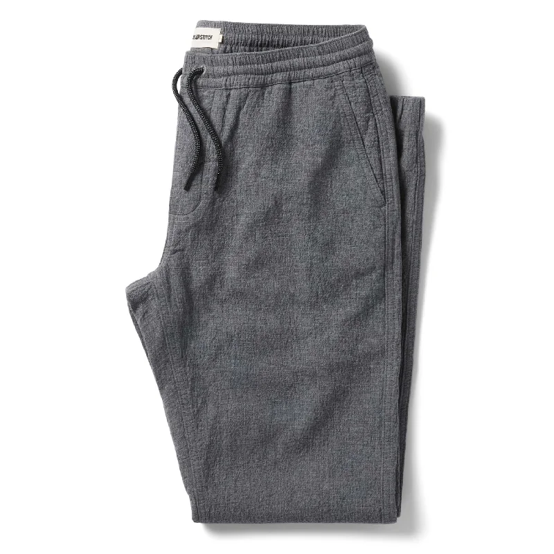 men's slim casual weekend blue pants-The Apres Pant in Heather Grey Double Cloth