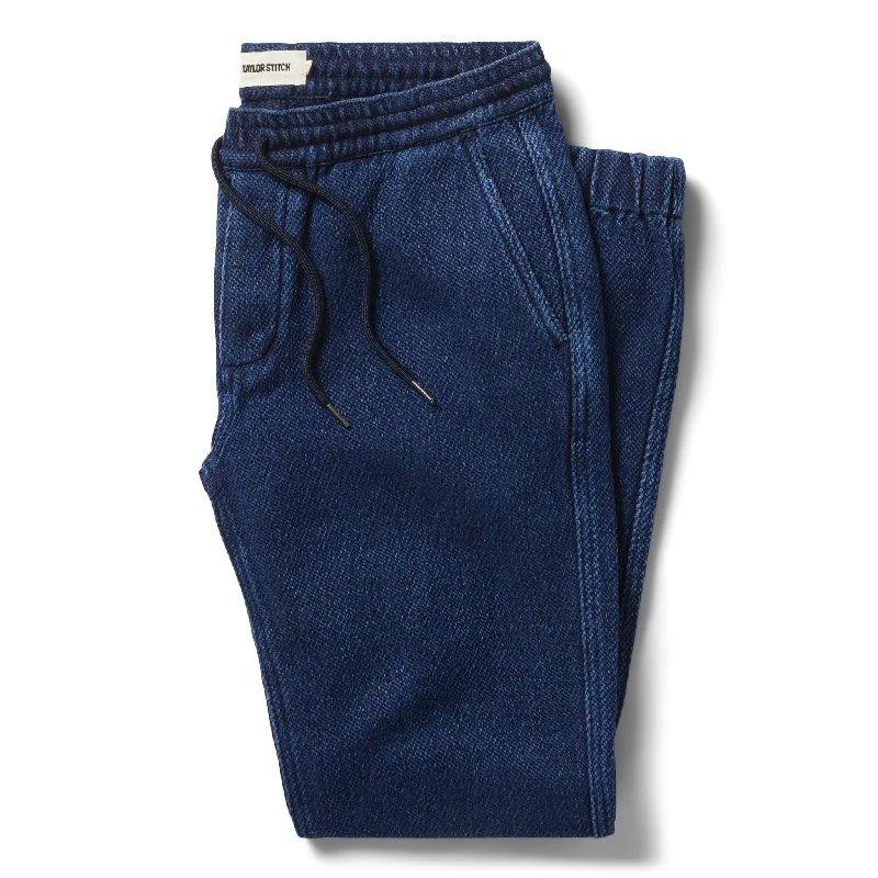 men's relaxed beach black pants-The Apres Pant in Indigo Cross Dye