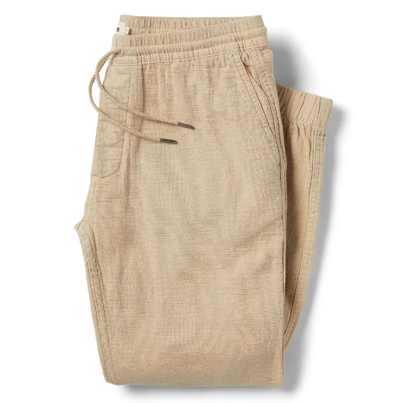 men's high-waisted camping red pants-The Apres Pant in Khaki Double Cloth