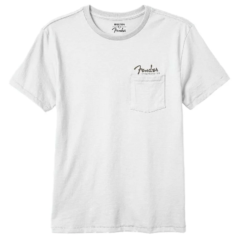 Men's short-sleeve rugged urban-warm-gig shirt-Brixton x Fender Volume Tailored Pocket T-Shirt - White