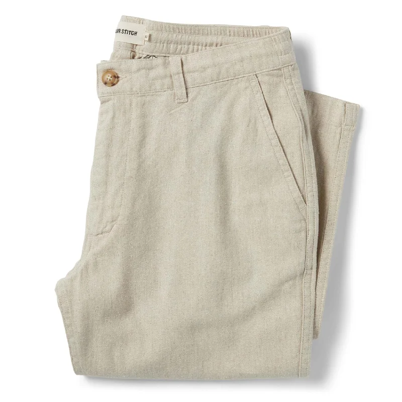 men's high-waisted autumn dress pants-The Easy Pant in Natural Herringbone