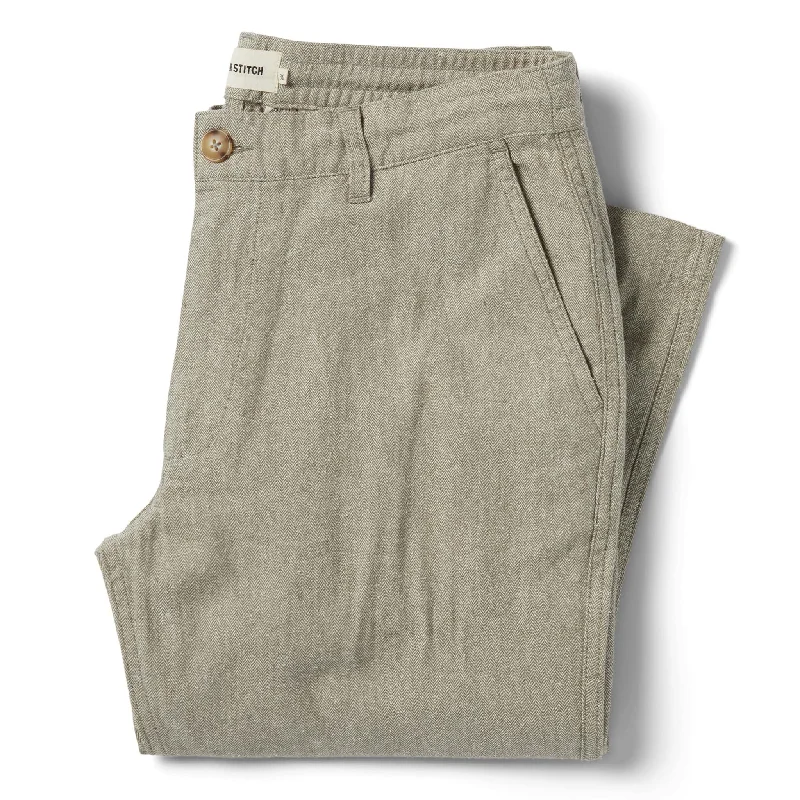 men's relaxed beach navy pants-The Easy Pant in Olive Herringbone