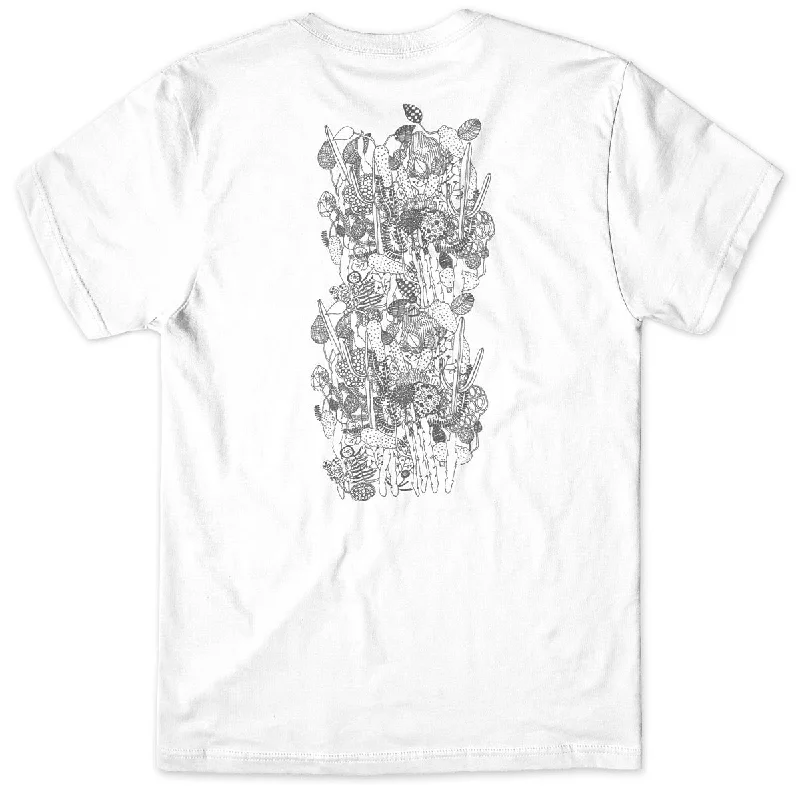 Men's short-sleeve neutral casual-bold-rich-boxy-swirl top-Girl Sketch Book T-Shirt - White