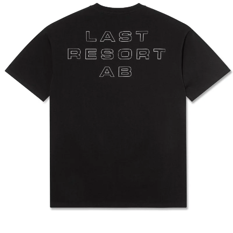 Men's short-sleeve modern vibrant-tropical-retro-canoeing tee-Last Resort AB Eurostyle T-Shirt - Black/White