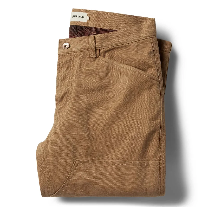 men's pleated travel gray pants-The Lined Chore Pant in Tobacco Boss Duck