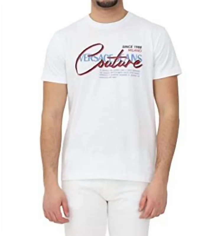 Men's short-sleeve rich sporty-soft-ventilated tee-Men Cotton Script Logo T-Shirt In White