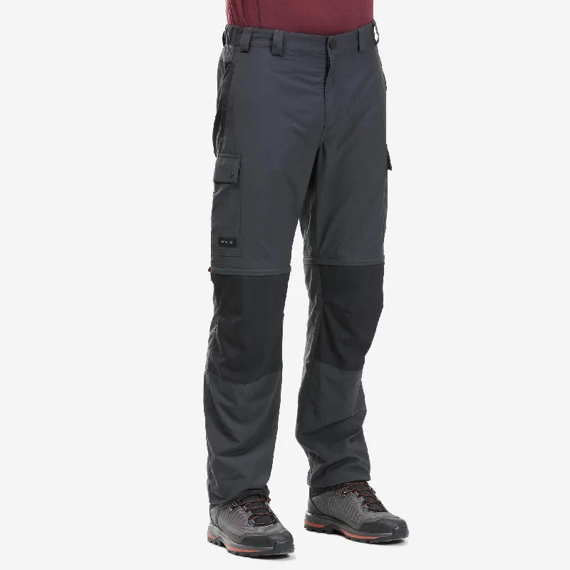 men's straight leg commute blue pants-Forclaz Men's MT100 2-in-1 Zip-Off Hiking Pants