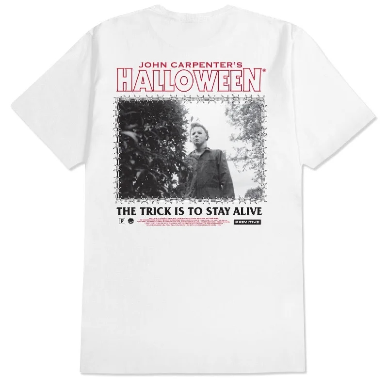 Men's short-sleeve vibrant jet-black tee-Primitive x Halloween Stay Alive T-Shirt - White