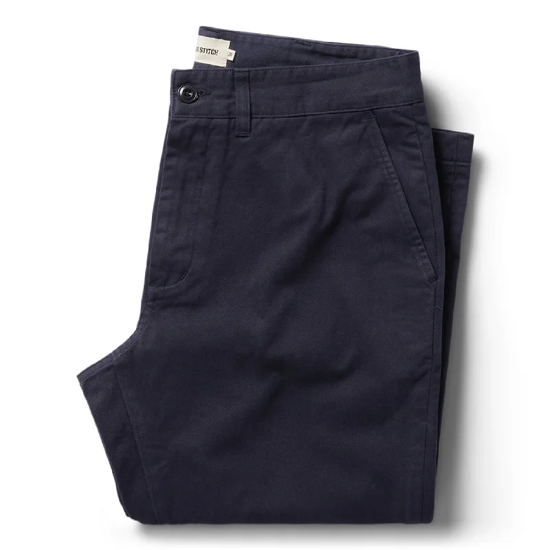 men's tailored outdoor brown pants-The Slim Foundation Pant in Organic Dark Navy