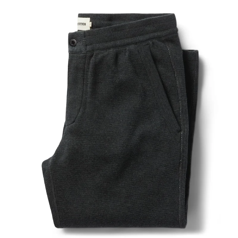 men's high-waisted camping blue pants-The Weekend Pant in Coal Double Knit